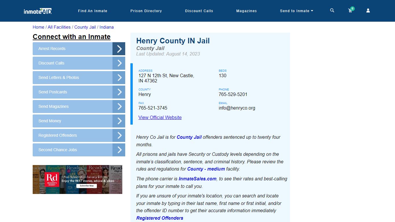 Henry County IN Jail - Inmate Locator