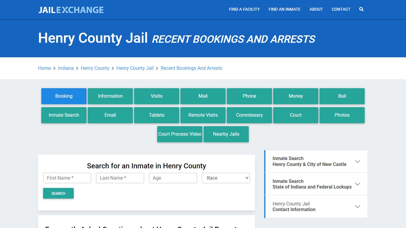 Henry County Jail Recent Bookings And Arrests - Jail Exchange