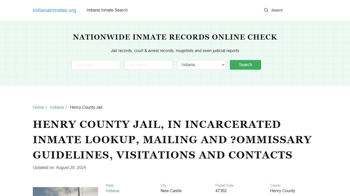 Henry County Jail, IN: Offender Locator, Visitation & Contact Info